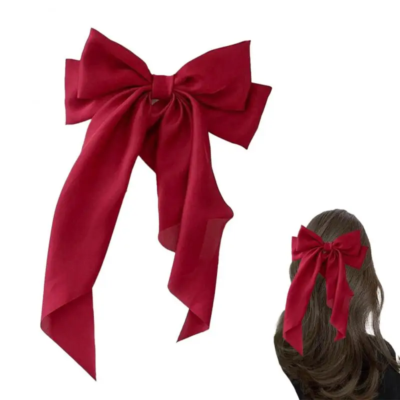 Satin Spring Clip Applicable To Multiple Scenarios 3 Colors Hair Accessories Bow Ribbon Multi Color Options Bow Knot Hairpin