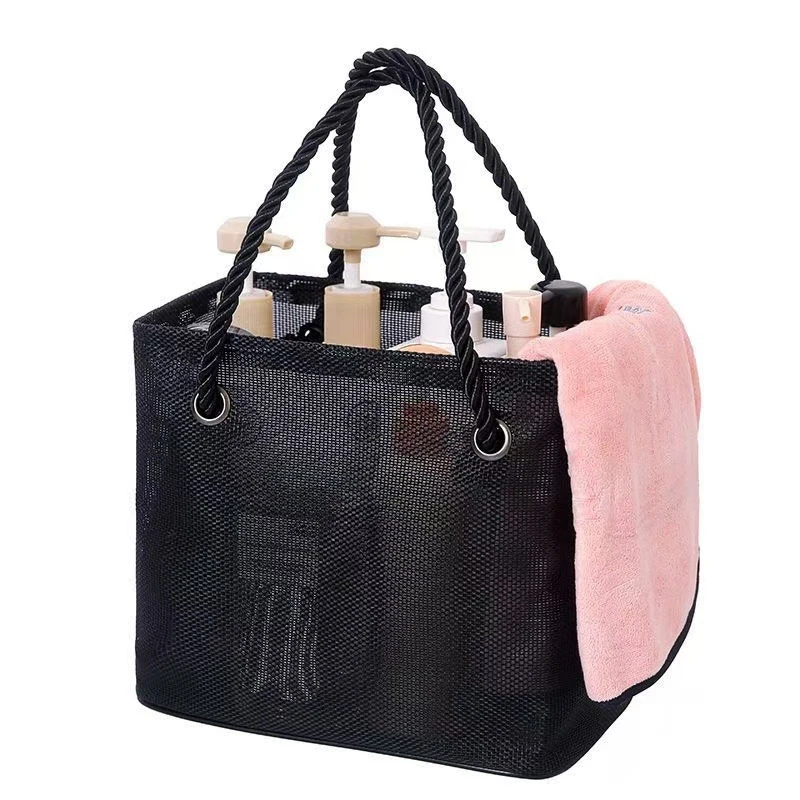 Fashion Mesh Beach Bag Toiletry Storage Travel Bag Large Capacity Tote Bag Durable Mesh Storage Bag For Shopping Traveling
