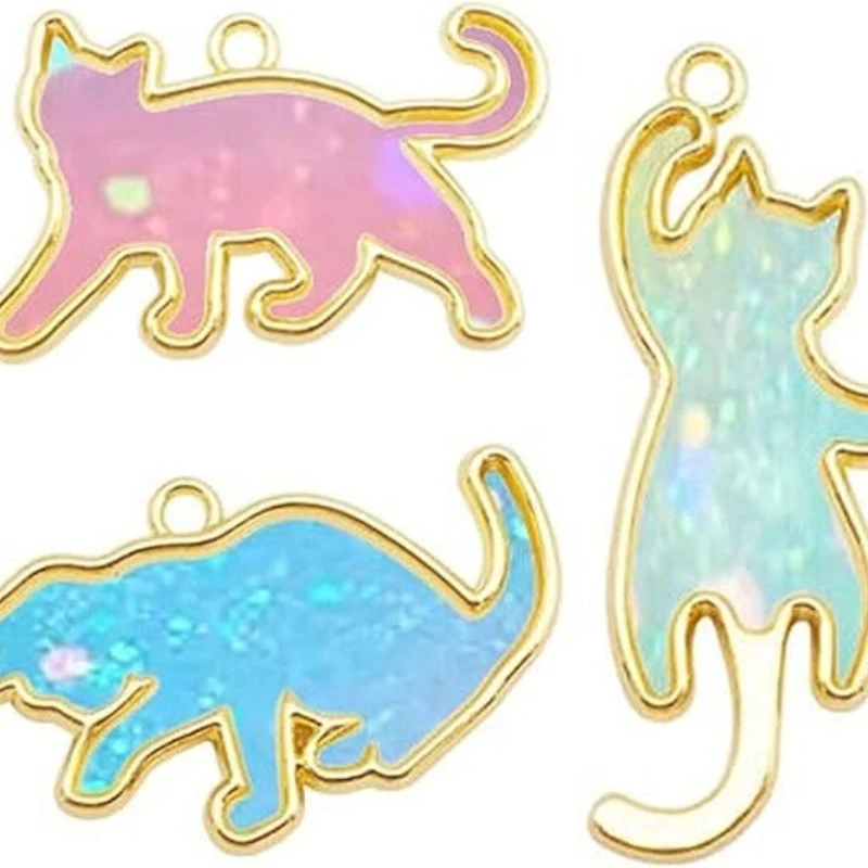 5pcs Cat Border Mold Resin Molds Silicone Geometric Hollow Metal Frame Bezel Epoxy Resin Molds Pendant For DIY Jewelry Making