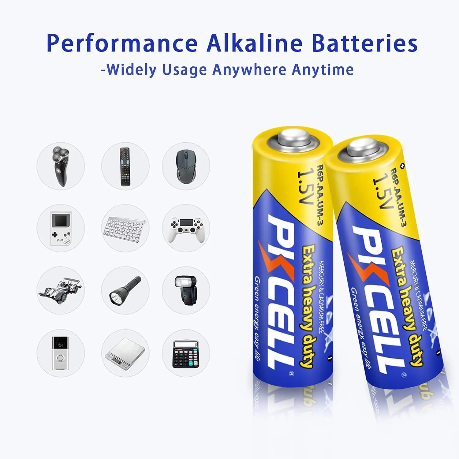 40PC PKcell R6P 1.5V AA CarbonZinc Battery Heavy Duty Battery UM3 MN1500 E91 AA Size Zinc Chloride Battery For Motion Detector