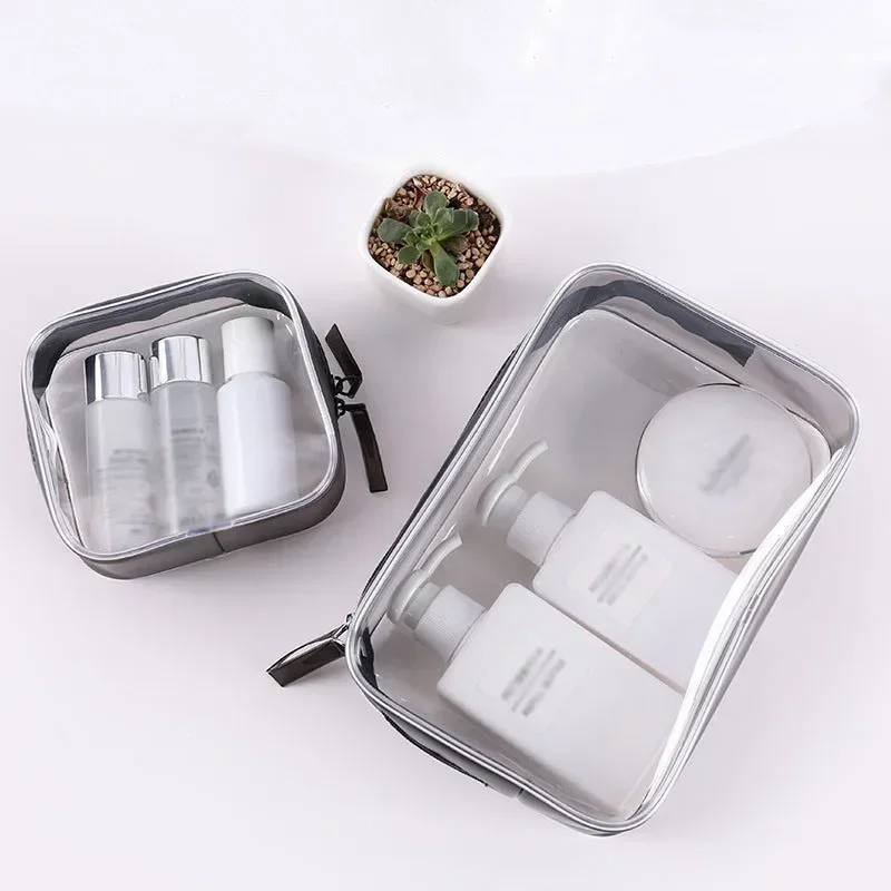 Transparent Cosmetic Bag PVC Women Zipper Clear Makeup Storage Bags Travel Toiletries Organizer Waterproof Toiletry Wash Bag