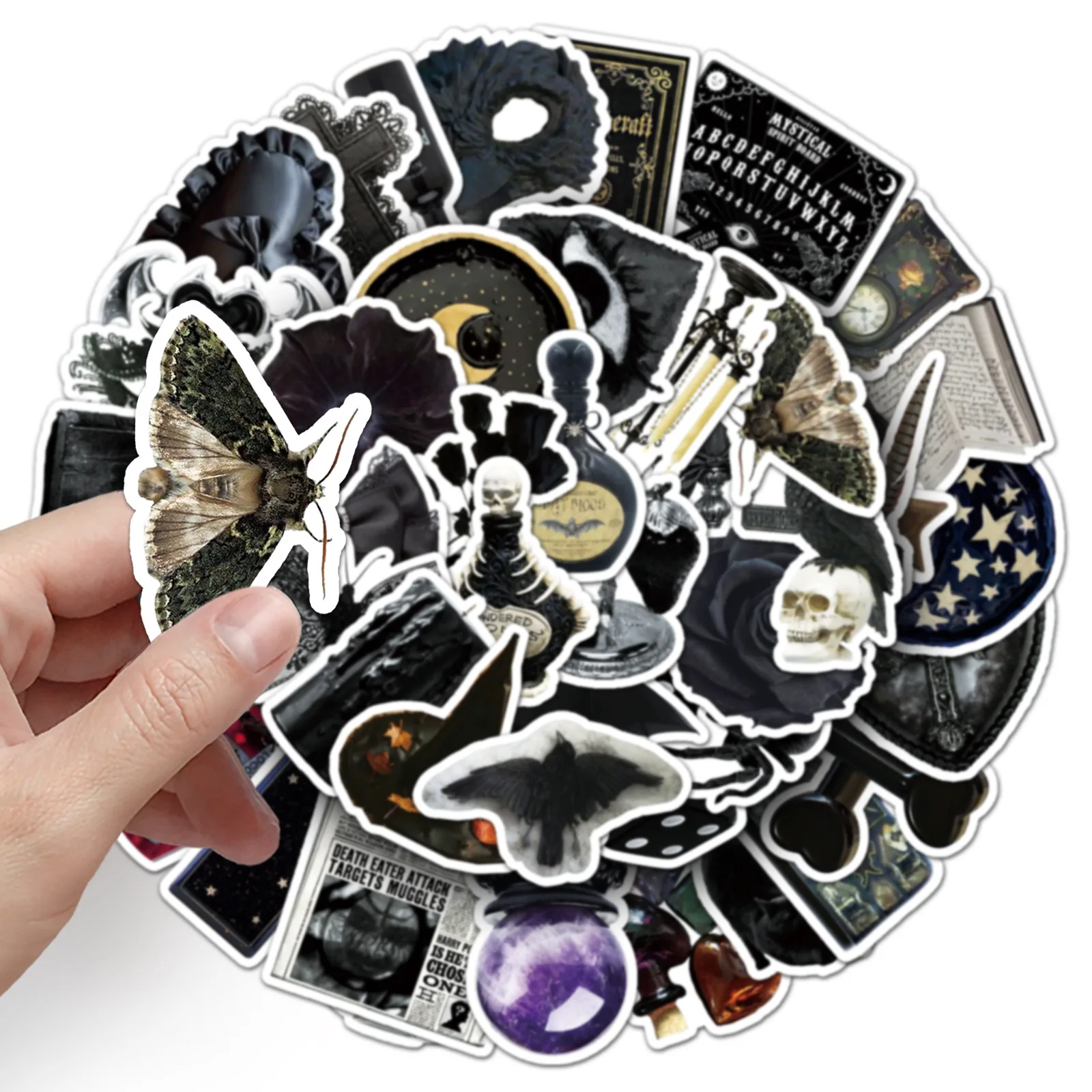50PCS Dark Style Witch Graffiti Stickers Retro Cartoon DIY Decoration INS Fridge Decals Laptop Guitar Car Bike Skateboard Toy