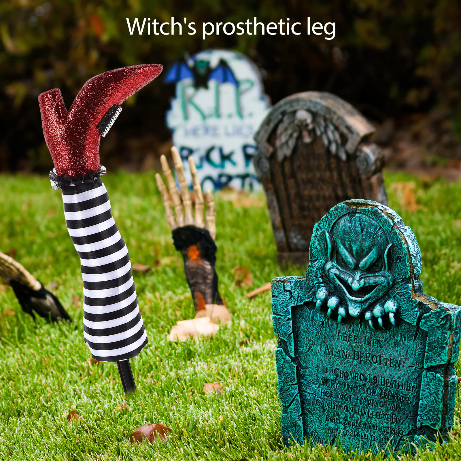 

Halloween Witch Fake Legs Decor Yard Garden Lawn Party Ornaments Wicked Props Black White Evil Atmosphere Durable Storage Reuse
