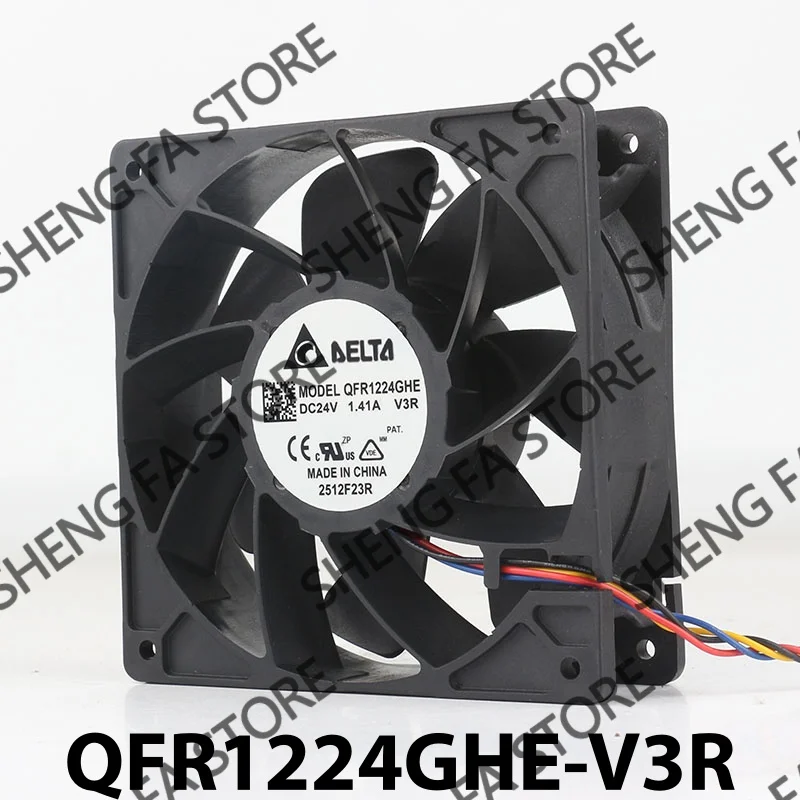 AC EC 12038 120x120x38MM 12CM Four-wire Speed Regulation Industrial Inverter Delta12V 48V DC24V 1.41A QFR1224GHE-V3R Cooling Fan