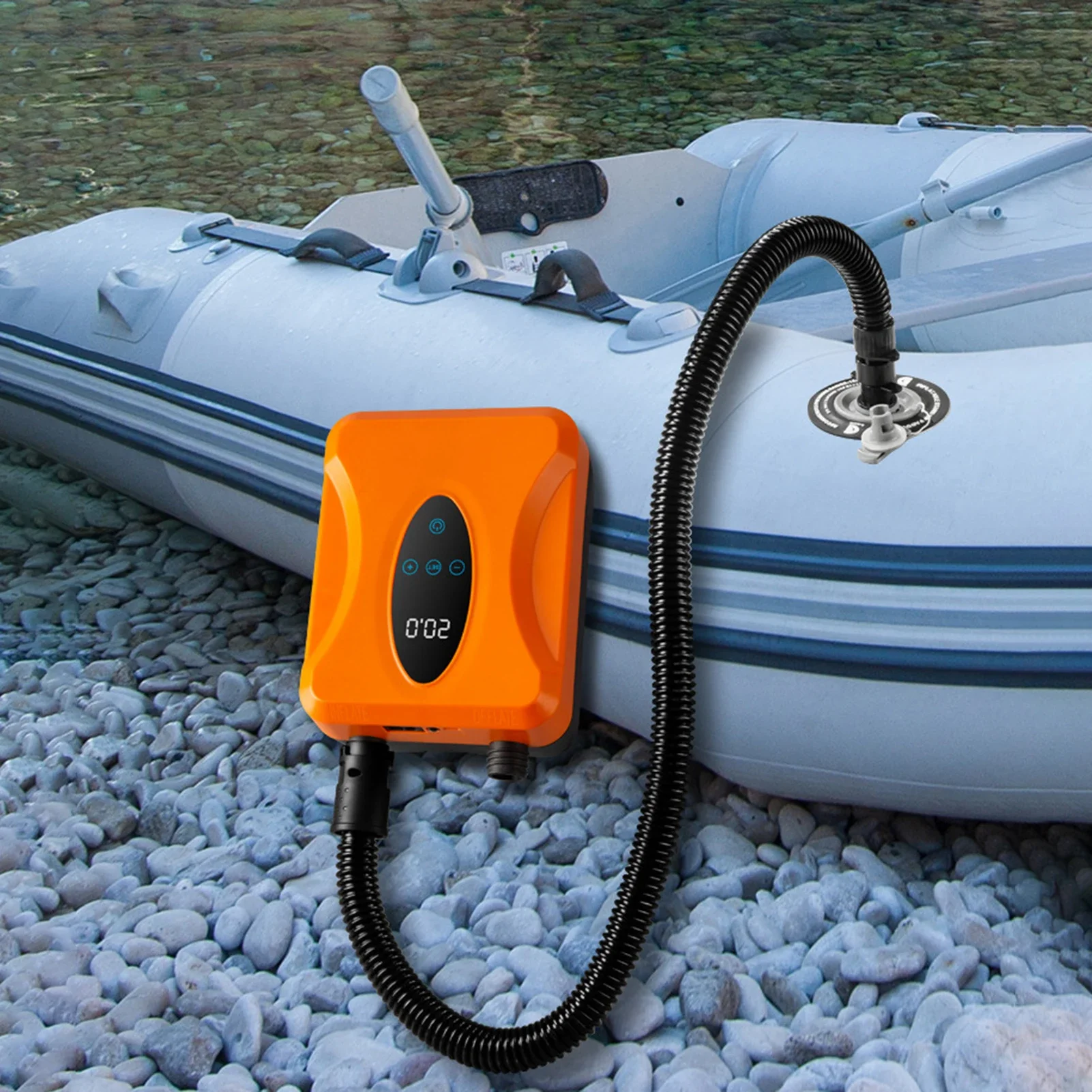 Electric Paddle Board Pump Rechargeable Dual Stage Inflation/Deflation 20PSI High Pressure Plastic SUP Air Pump LED Light