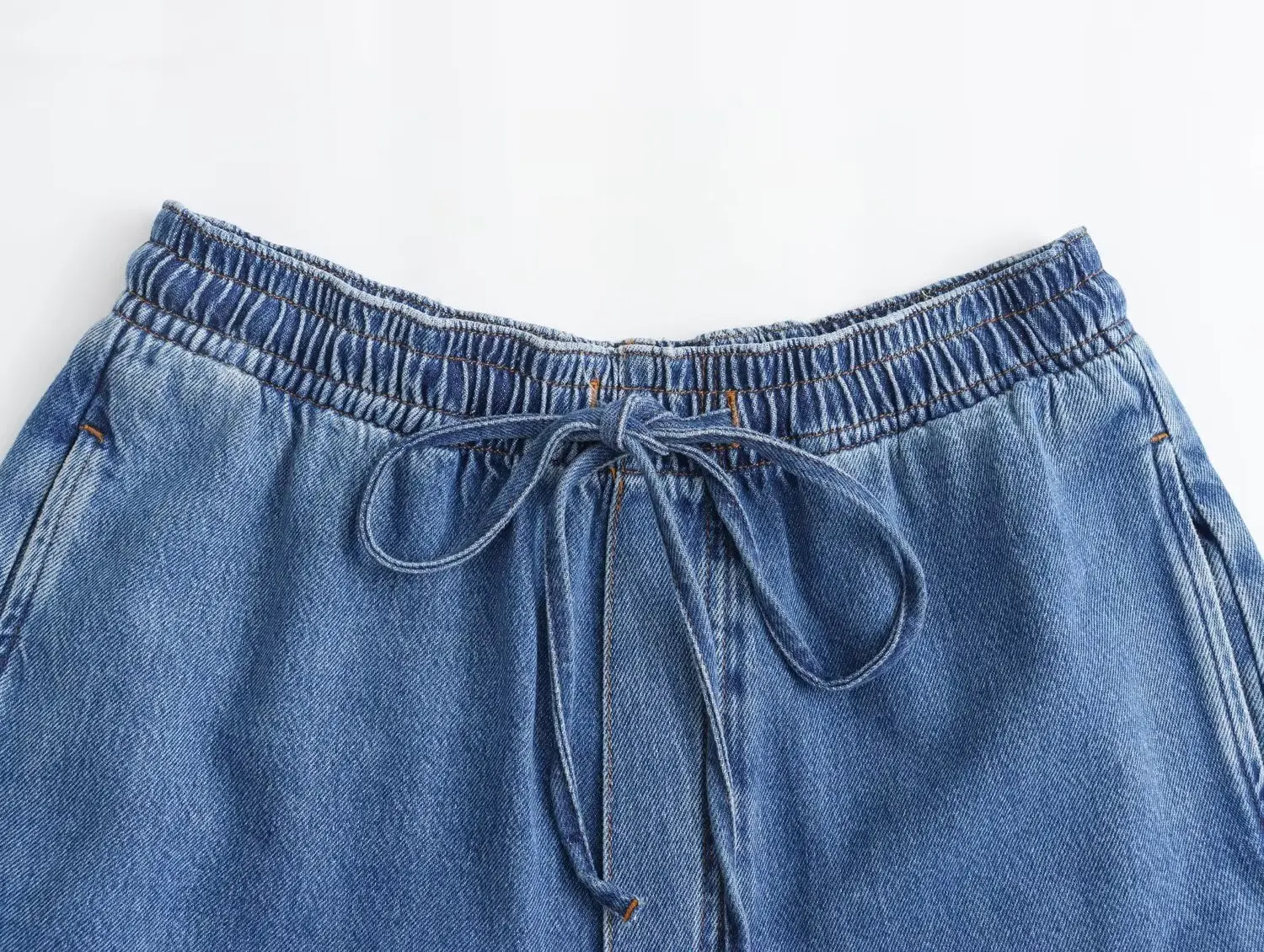 Imagem -03 - Traf-jeans Plissados de Cintura Alta para Mulheres Calças Largas Casuais Roupas de Rua Azul Inverno 2023 2024