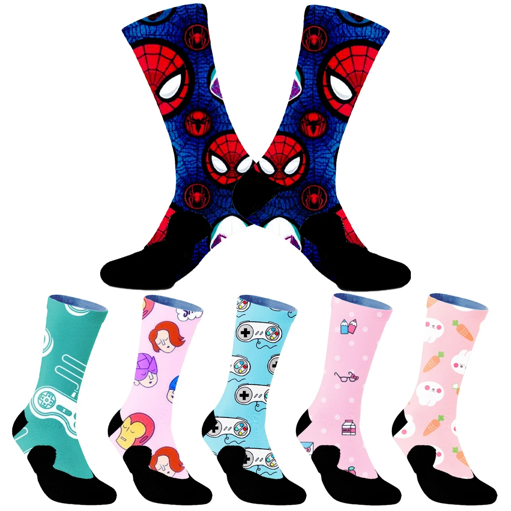 Unisex Irregular Styles Crew Socks, Algodão, Novidade, Criativo, Desenhos Animados, Presentes, Mulheres, Homens, Nova Moda