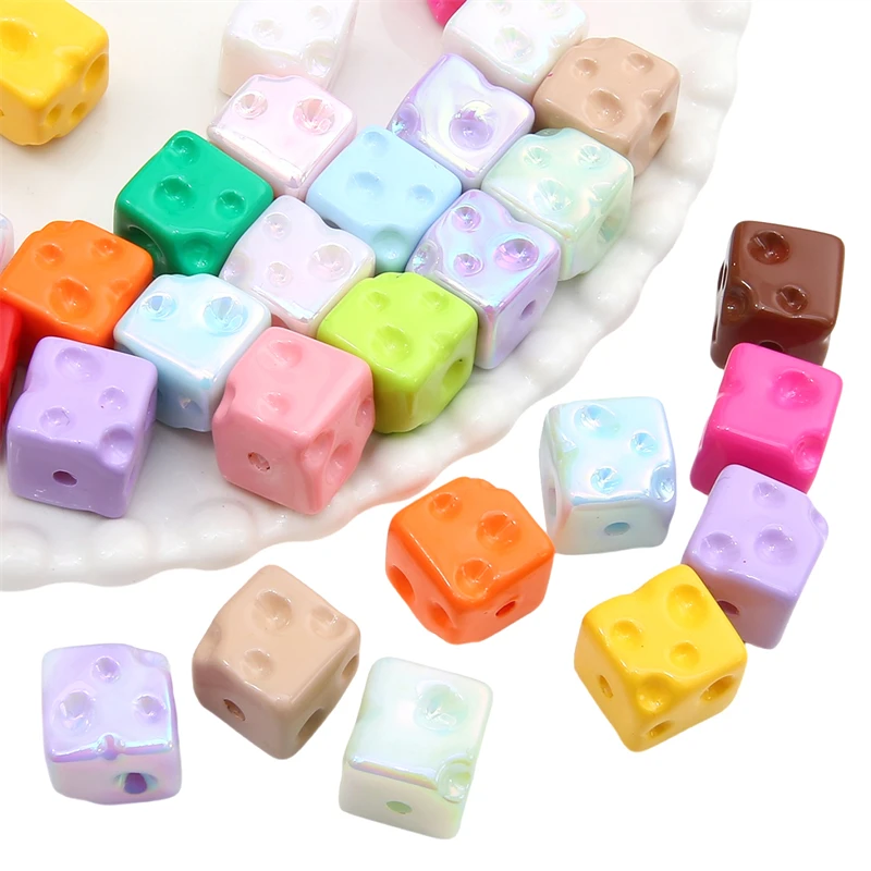 Image of 5 Stück würfelförmige Käseperlen aus Acryl, lose Perlen für die Schmuckherstellung, DIY-Dekorationen, Armband, Telefonkette, Schlüsselanhänger, Zubehör