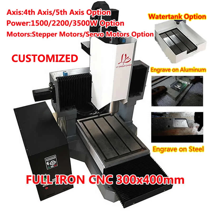 3.5KW Full Cast Iron CNC 3040 Steel Engraving Machine 2.2KW 1.5KW Metal Cutting Engraver Router Stepper and Servo Motors Option