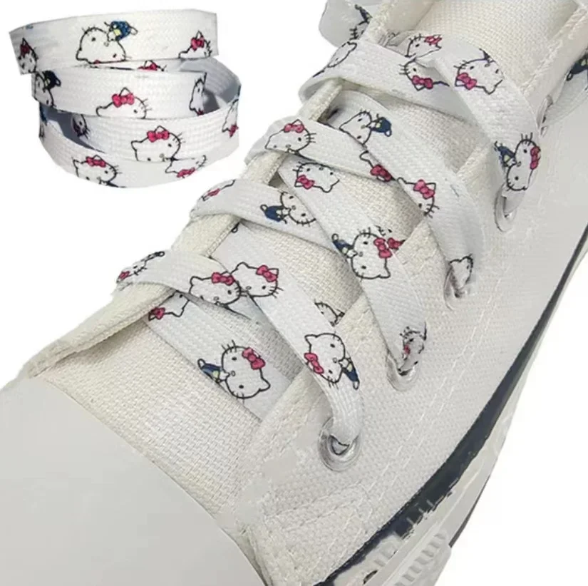 1 Pair Hellos Kittys Shoelaces Anime Cinnamoroll Kuromi 120-150cm Sneakers Fabric Shoe Laces Cartoon Shoes Accessories Gift