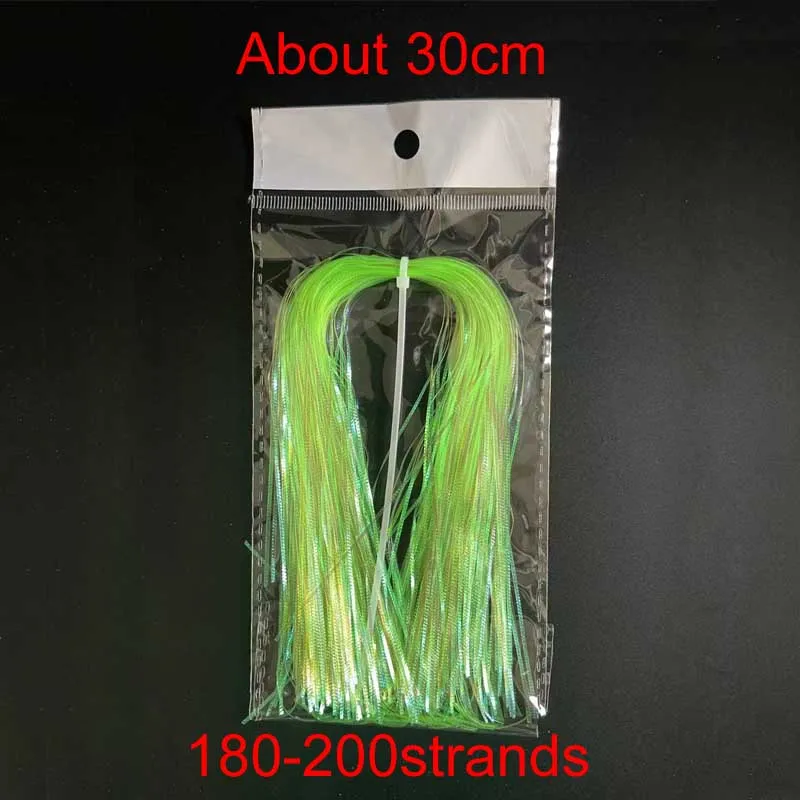 CONTEMPLATOR 2packs 1mm Gliss\'N Glow Iridescent Fly Tying Materials 28cm long Rainbow Fish Skin Tentacles Corrugated Strands