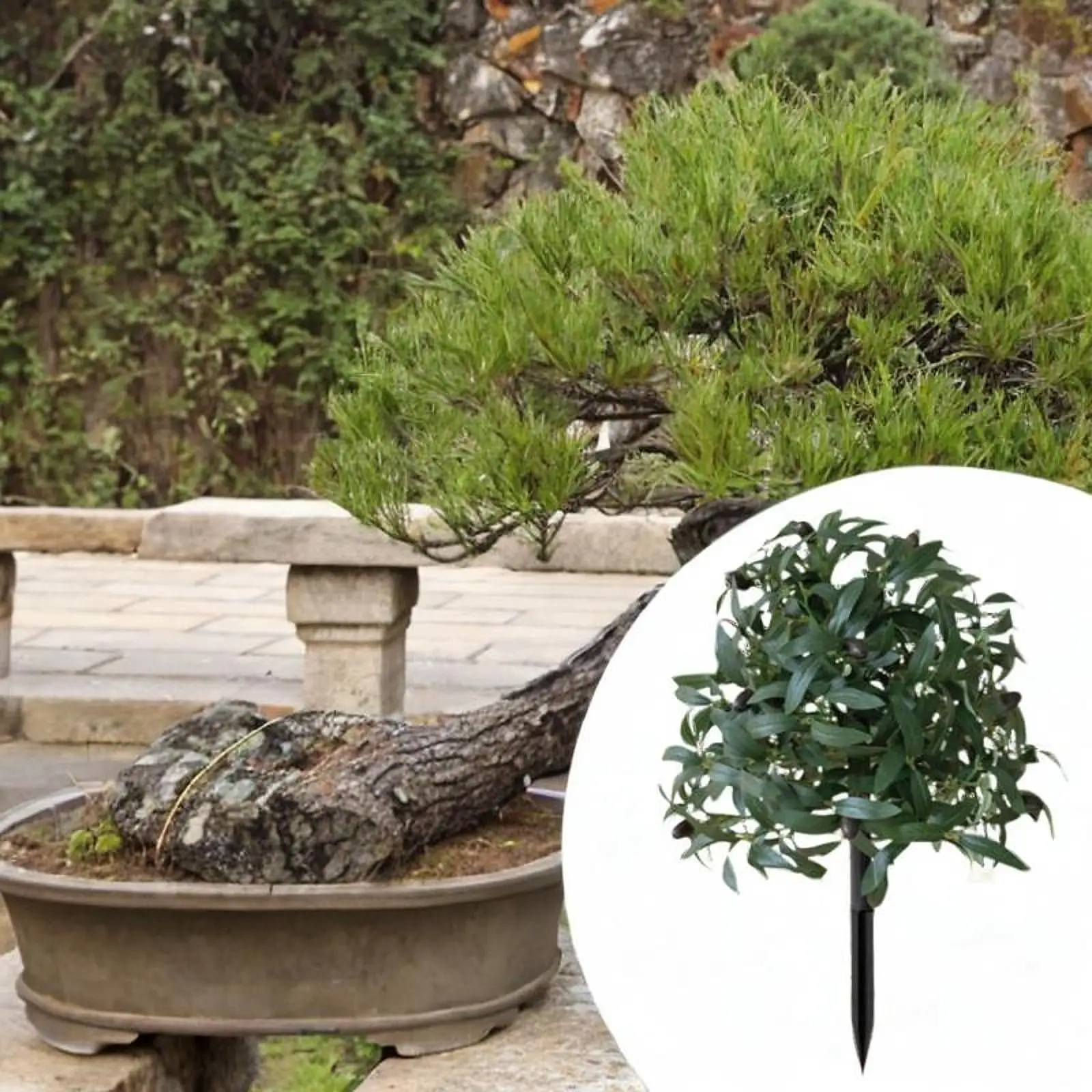 

Artificial Plants with Ground Stake Olive Leaf Shape Convenient Unique Practical Front Porch Decor for Yard Balcony Garden