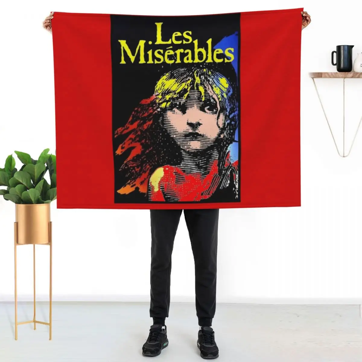 

LES MISERABLES: Restored Colorized Advertising Print Throw Blanket Wrinkle Resistant Lightweight Blanket