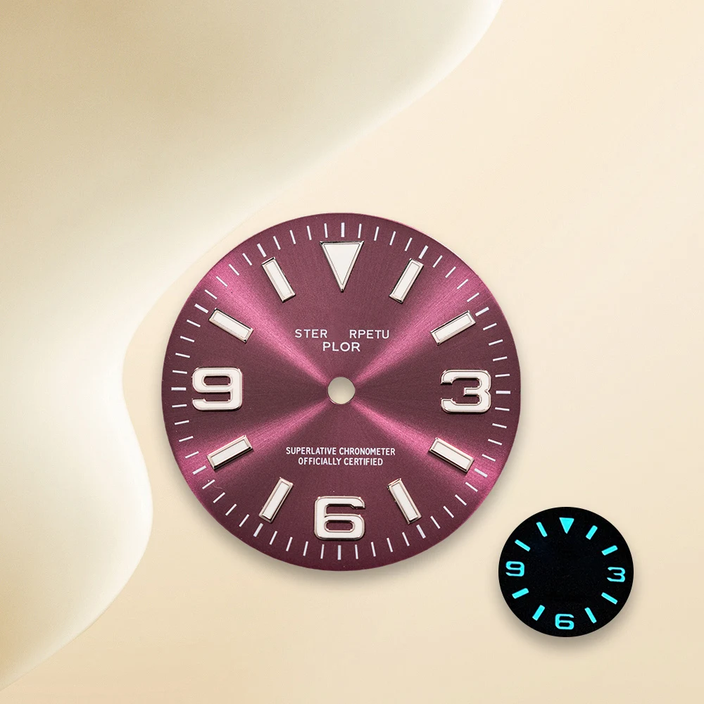 Cadran rayon de soleil NH35 avec Logo S, 28.5mm, 369, pour mouvement NH35/NH36/4R/7S, bleu glace, lumineux, accessoires de montre