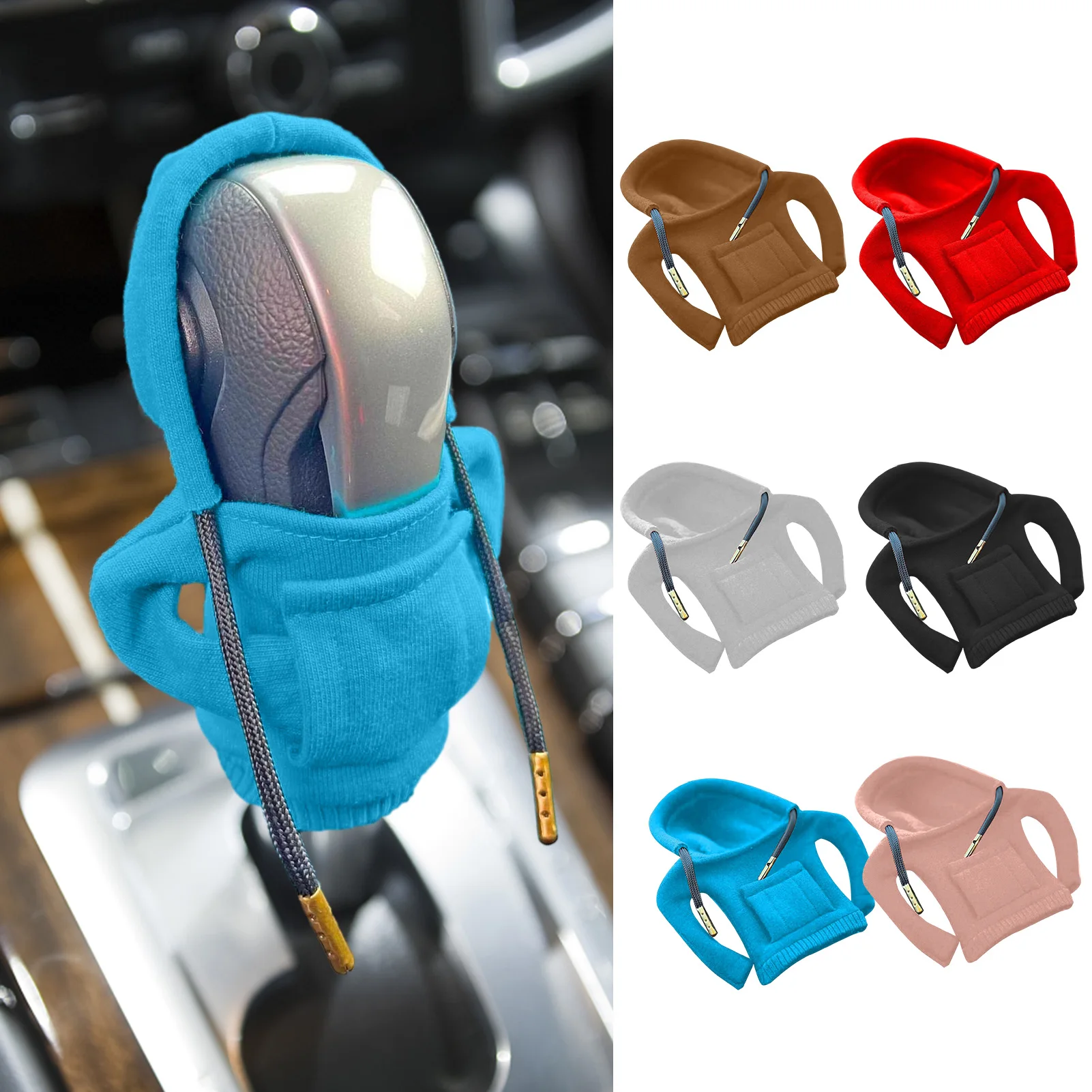 Car Gear Shift Cover Gear Handle Knob Hoodie Cover Decoration Fits Manual Automatic Universal Car Shift Lever Interior Decor