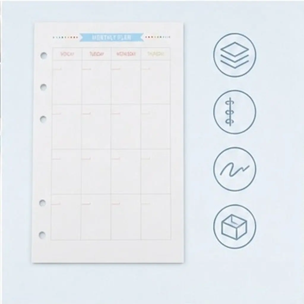 40Sheets A6 Size 6-Hole Loose Leaf Paper Refills Smooth Surface for Notebook Planner Journal Diary Office Travel Use Binder