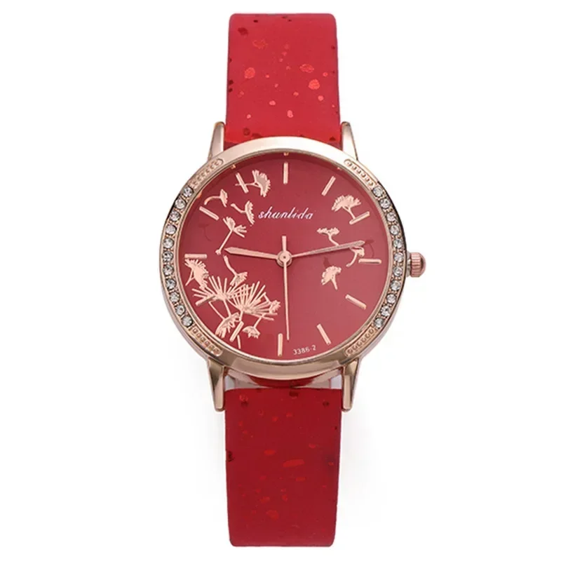 Relógio feminino novo redondo com estilo coreano moda na moda relógios de pulso pulseira de couro estudante relógio de quartzo para mulher relojes