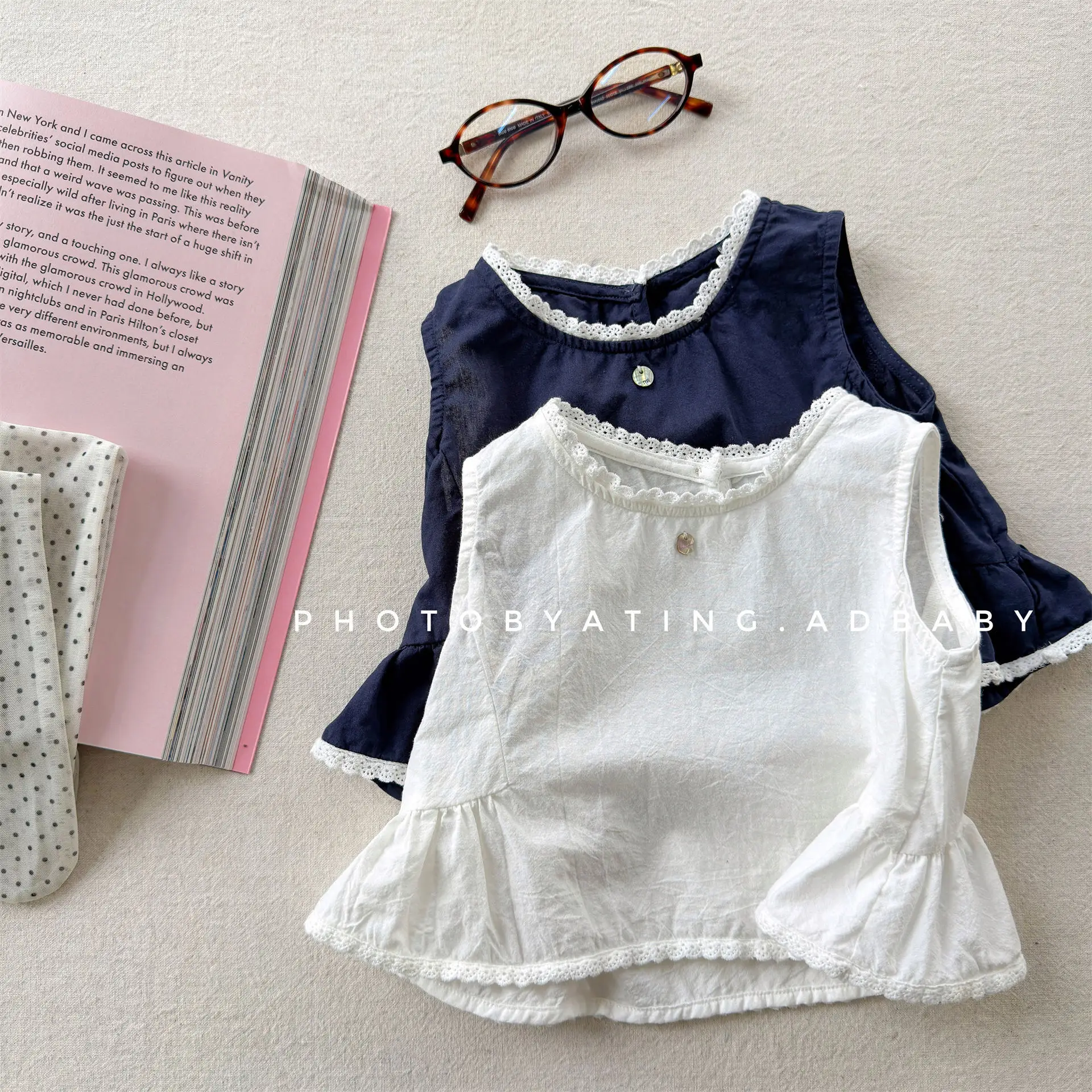 

2026 Summer New Girls Sleeveless Shirts Baby Girl Thin Cotton Lace Vest Children Loose Casual Tops Infant Blouse Kids Clothes