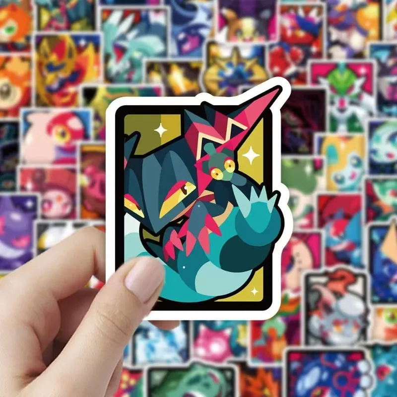 60Pcs Pokemon Bold Art Sticker Set Pokemon Cartoon Color Block Decals for DIY Decor Children Creative Toys Kids Gift