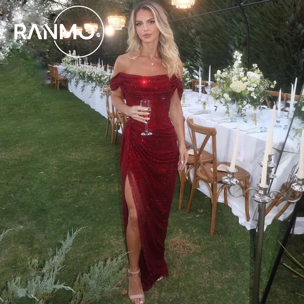 

Ranmo New Luxury Off Shoulder Mermaid Trumpet Prom Dress Side High Slit Floor-Length Pleat Elegant Evening Dress 2026 Customized