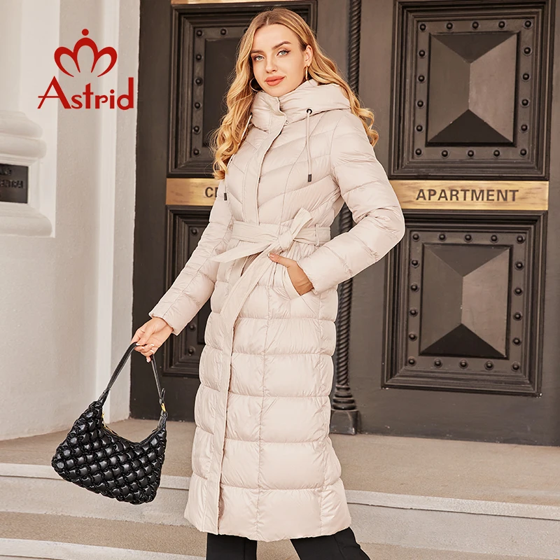 Astrid 2022 New Women\'s Coat Long Down Jacket stand-up collar hooded drawstring design cold-proof warm wind-proof parka ZR-T057