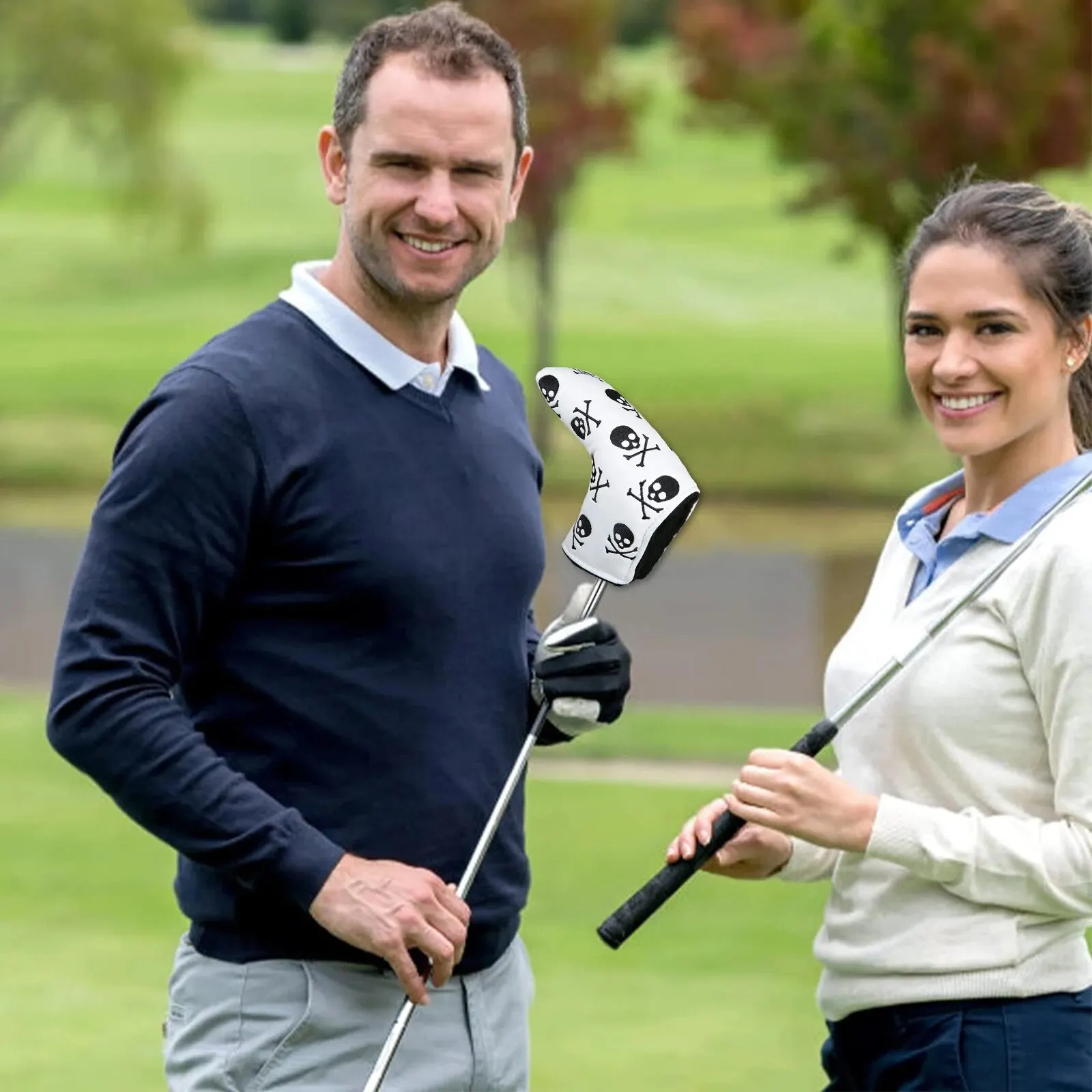 Cubiertas de cabeza de Putter de Golf, cubierta de cabeza de Club de cuchilla, Protector de cuero PU, negro, blanco, se adapta a todos los Putters para hombres y mujeres