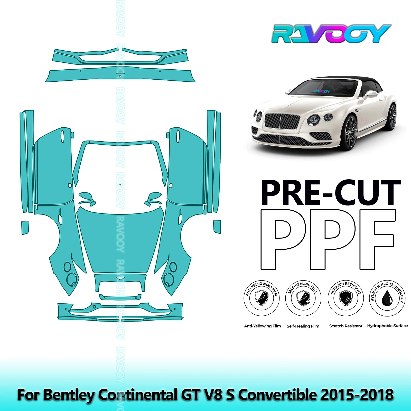 

Full Vehicle Clear Bra Precut PPF Paint Protection Film For Bentley Continental GT V8 S Convertible 2015-2018