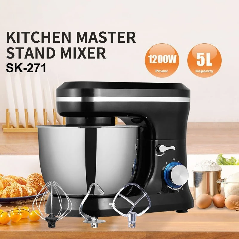 8 Speed Gear Outlet Cook Machine Egg Beater Blender Small Capacity 5L 1200w Tabletop Household Kneading Noodles