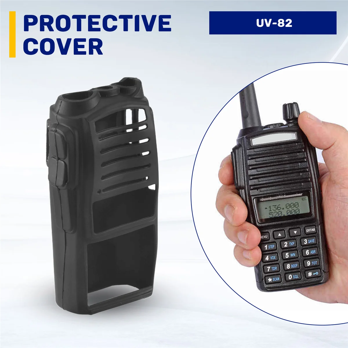 SMIEA วิทยุมือถือซิลิโคนป้องกันเคสสําหรับ Baofeng Uv-82 สีดํา