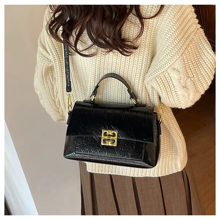 

Unique Designer Handbag for Women, Chic Retro Crossbody Bag with Top Handle, Premium Textured Leather