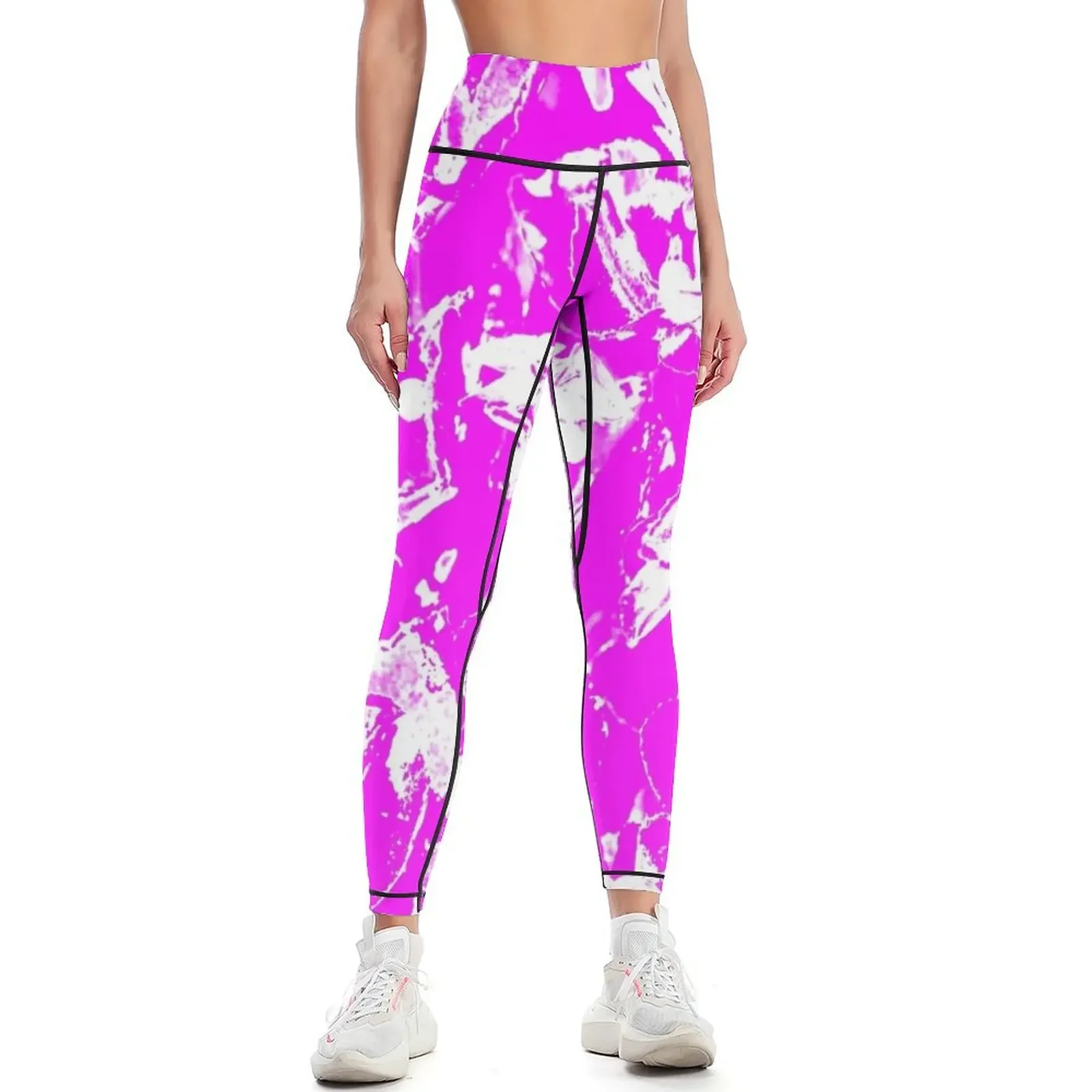 

The lilac pink and white floral abstract motives Leggings for girls Women sports harem pants gym top Womens Leggings