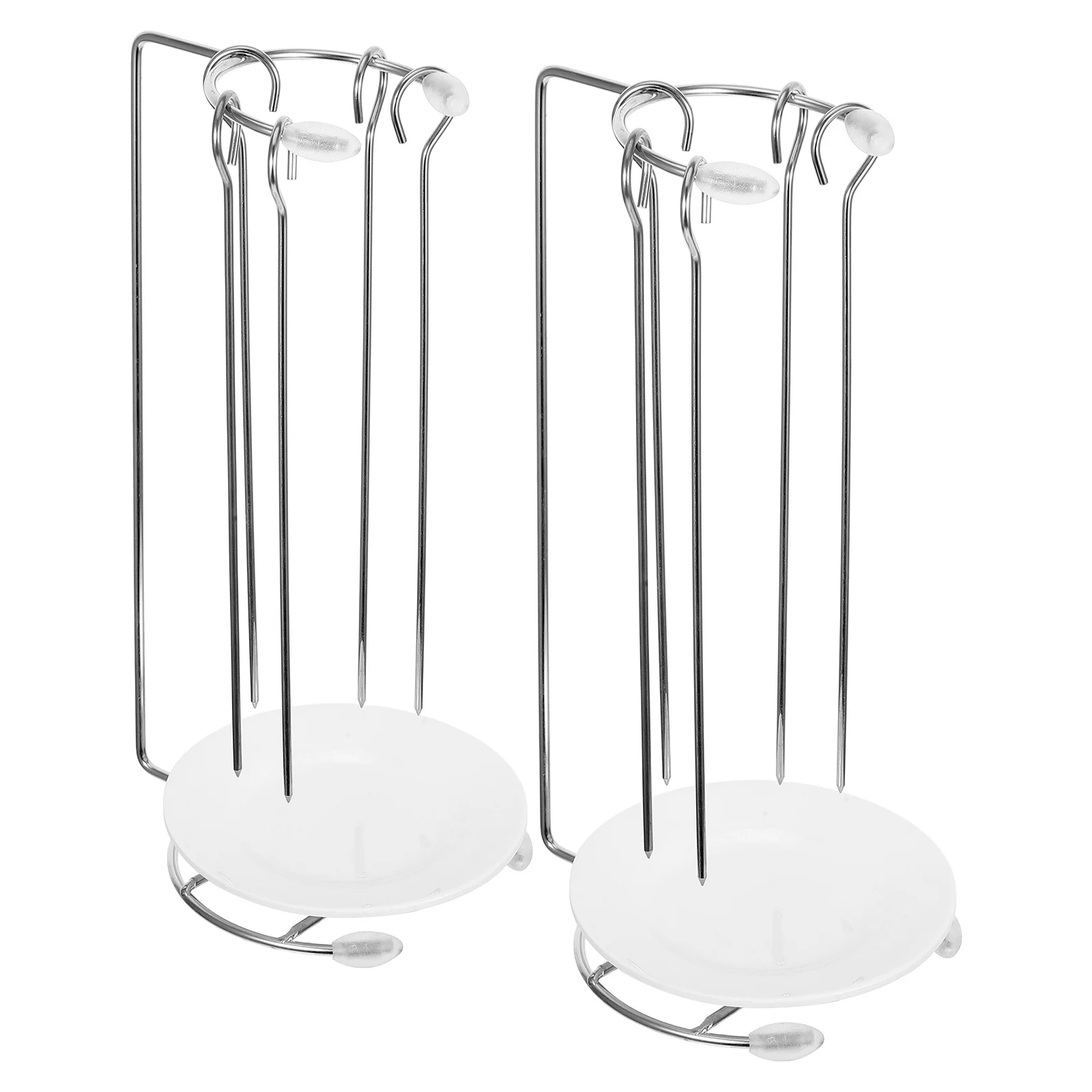 

2Sets Stainless Steel Bbq Hanging Rack Barbecue Skewer Holder Portable Detachable Food Grill Rack Drip Plate Barbecue Supplies
