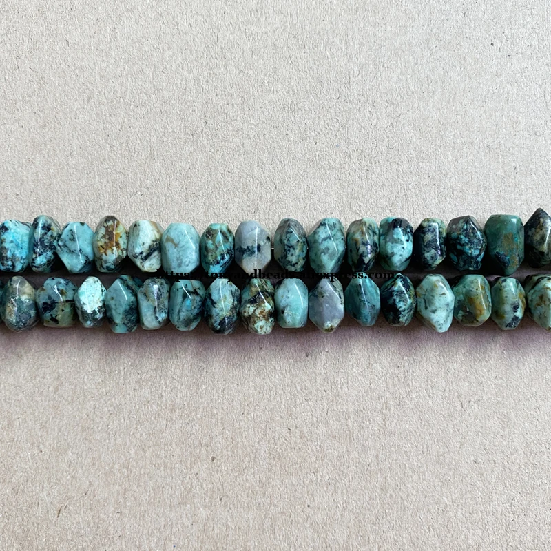 Semi-precious Stone Irregular Faceted Rondelle African Turquoise 7\