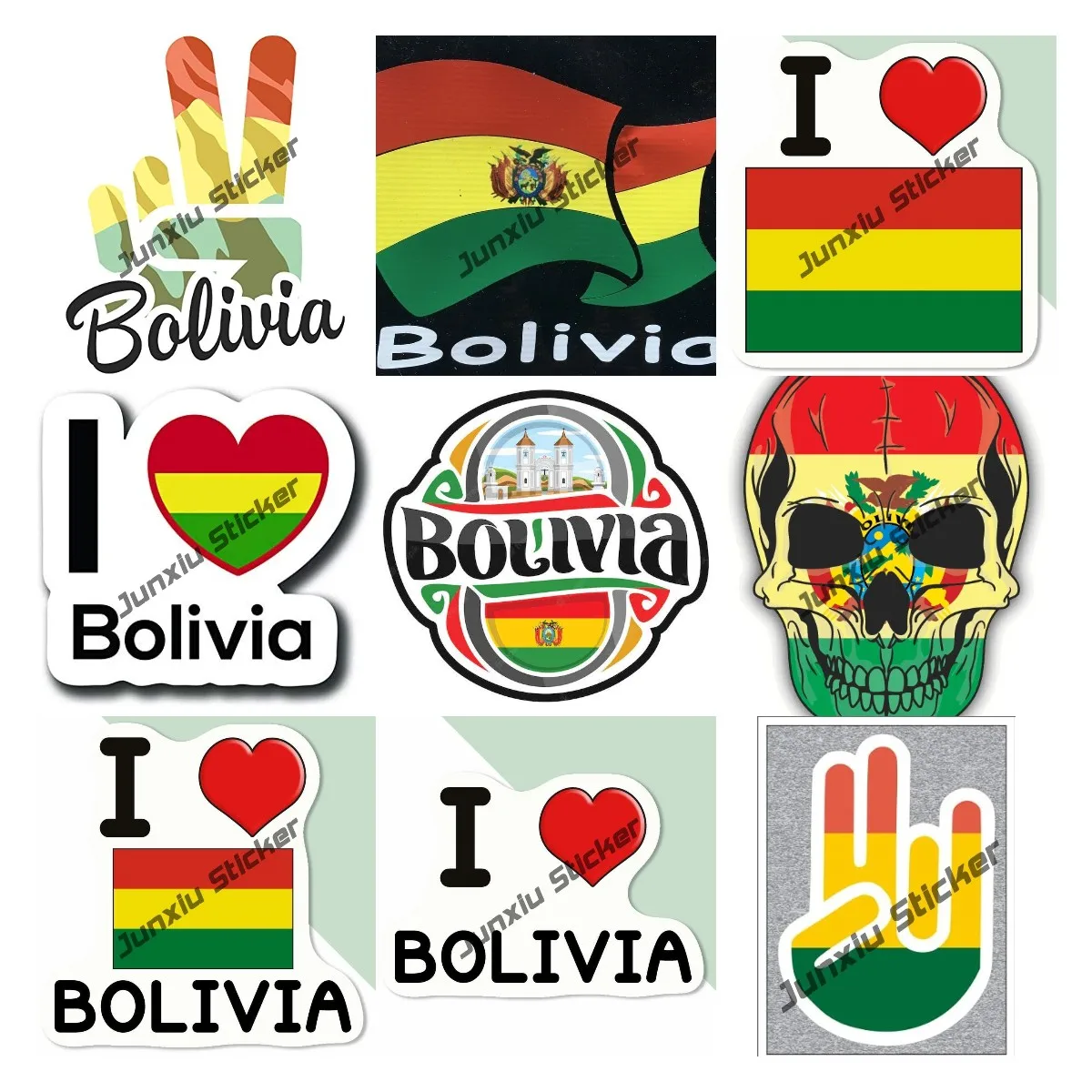 

Love Bolivia Flag Decal Sticker Home Pride Travel Car Truck Van Bumper Window Laptop Cup Wall Decal The Whole Body Glue Sticker