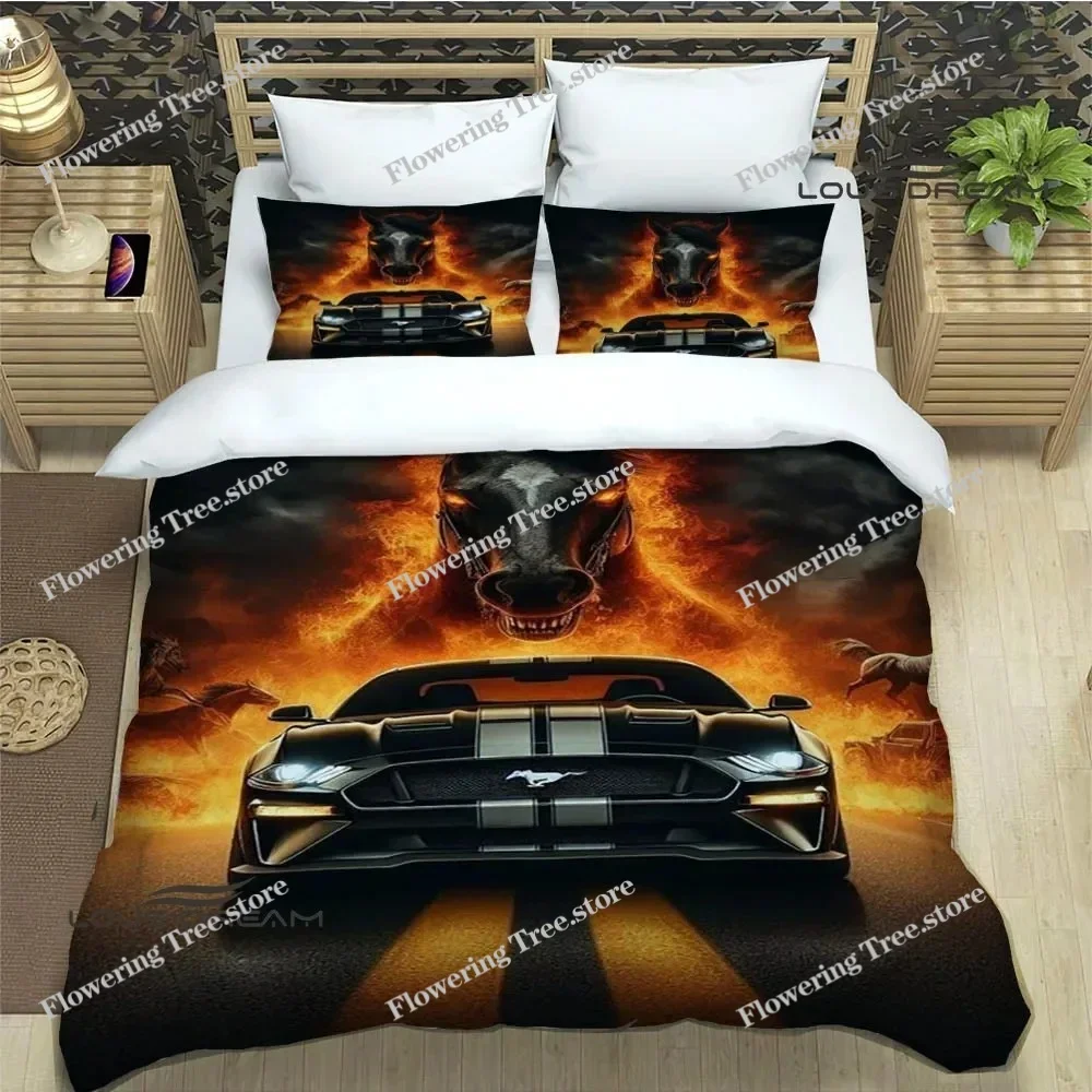 

3D M-Mustang Car Logo Bedding Sets Exquisite Bed Supplies Set Duvet Cover Bed Comforter Set Bedding Set Luxury Birthday Gift