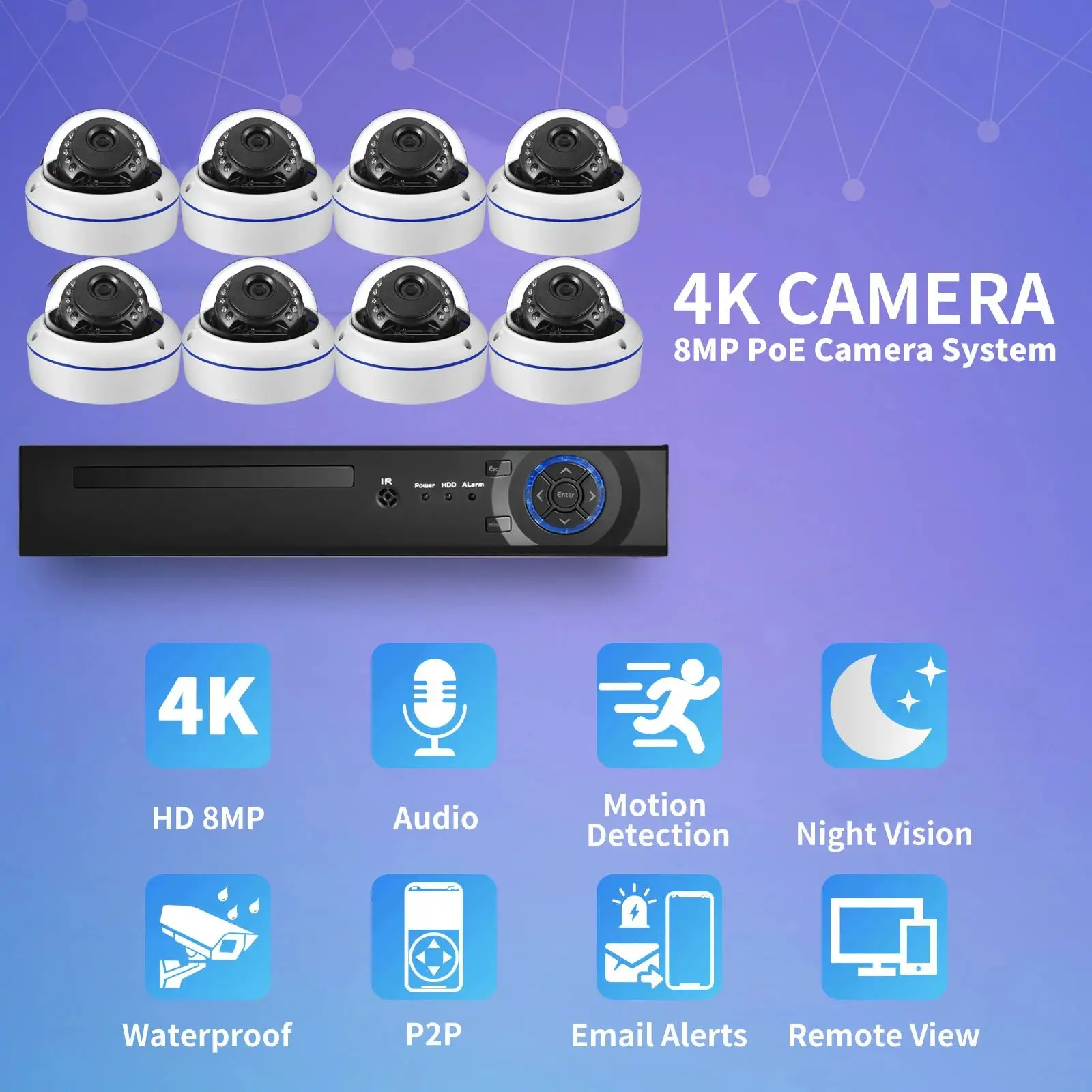 Picture 7: 8MP 5MP 32CH Dome POE Security Camera System H.265 Two Way Audio 4K 8CH POE NVR CCTV Camera Kit Night Vision