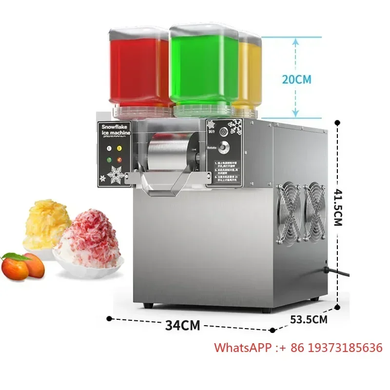 220V/110V Snowflake Ice Cream Machine 120kg/24H Snow Ice Maker Shaver Korea Bingsu Machine 4 Barrels Rainbow Color