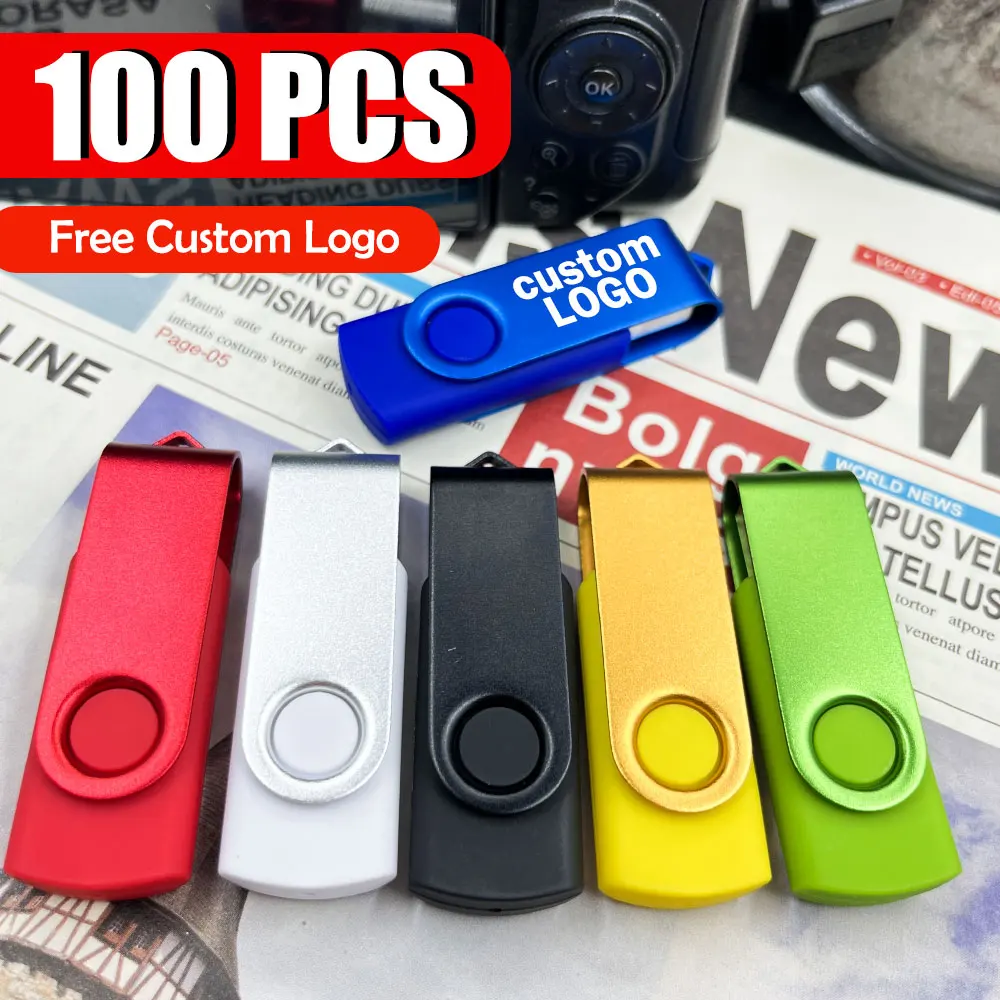 

100 шт./лот, водонепроницаемая металлическая флешка USB 2.0, 64 ГБ, 32 ГБ, 16 ГБ, 8 ГБ, 4 ГБ, высокоскоростная, с возможностью индивидуального логотипа