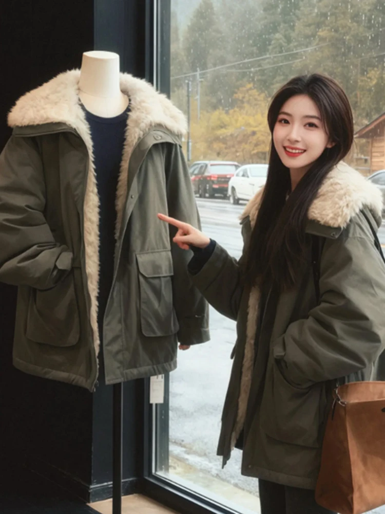 

Корейская женская хлопковая куртка в корейском стиле: повседневная, теплая, модная, свободного кроя, с длинными рукавами, на молнии, для поездок на работу