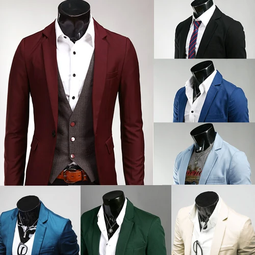 ربيع 2024 بدلة صغيرة للرجال بقصة ضيقة بلون نقي Jaet ملابس خارجية رفيعة غير رسمية Faion Urban Sle طويلة Sve زر واحد