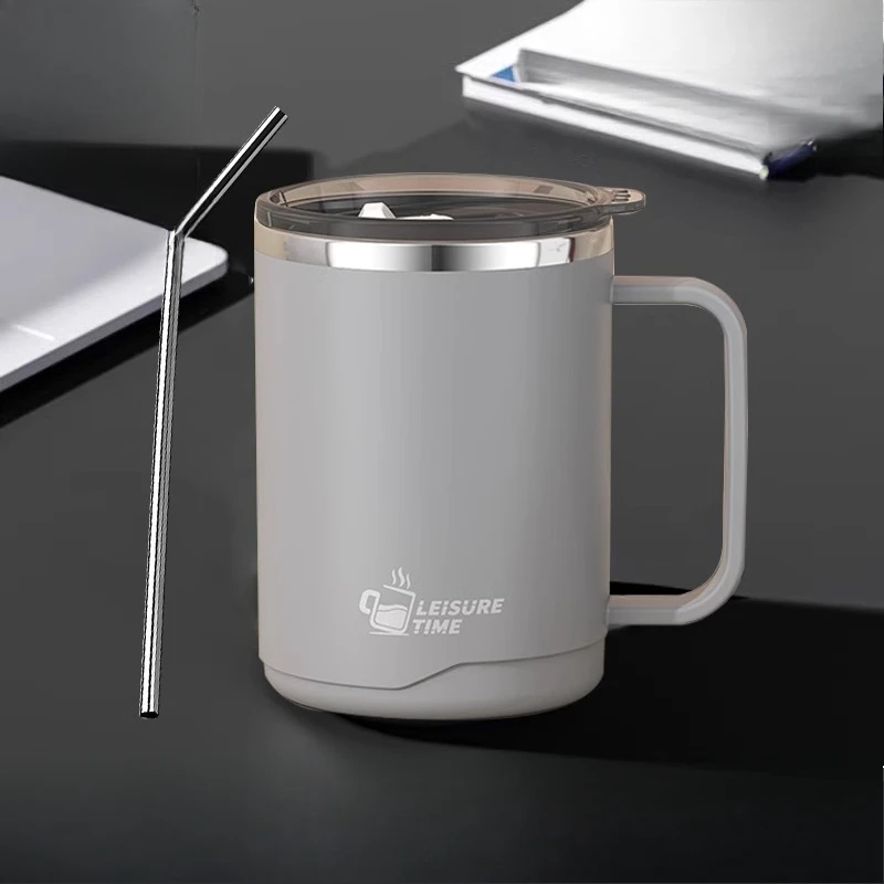 كوب من الفولاذ المقاوم للصدأ مع غطاء، كوب مكتب بسعة كبيرة، كوب قهوة عازل للأولاد، كوب شاي، أكواب للشرب #5