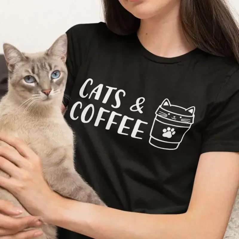28 Cats And Coffee  T shirt Cat Lovers