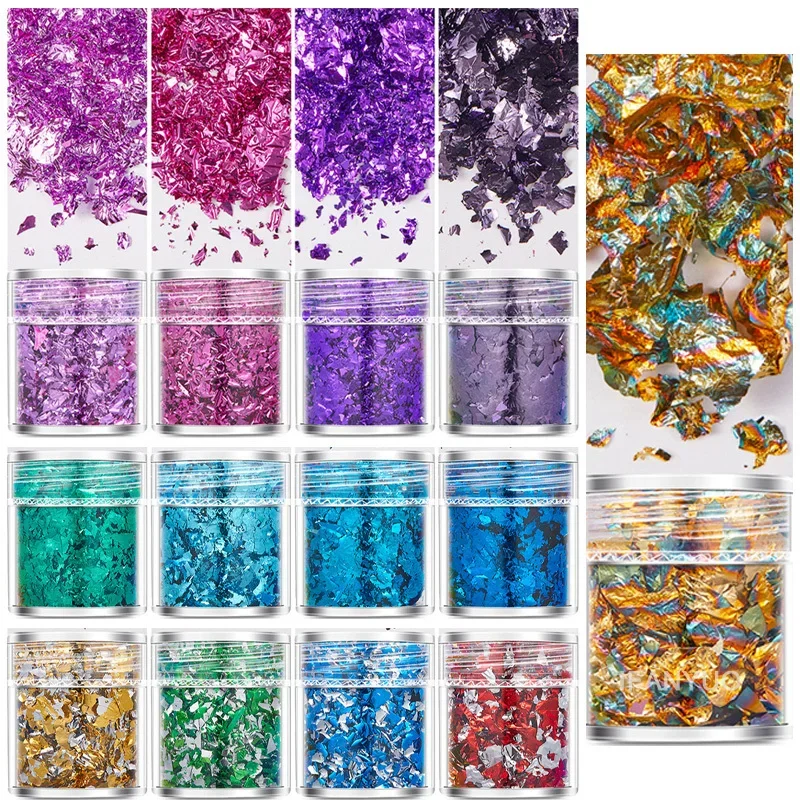 4pcs/set Gold Leaf Flakes Epoxy Resin Filling Confetti Gold Foil DIY Resin Mold Nail Art Candle Jewelry Making Decor Sequins