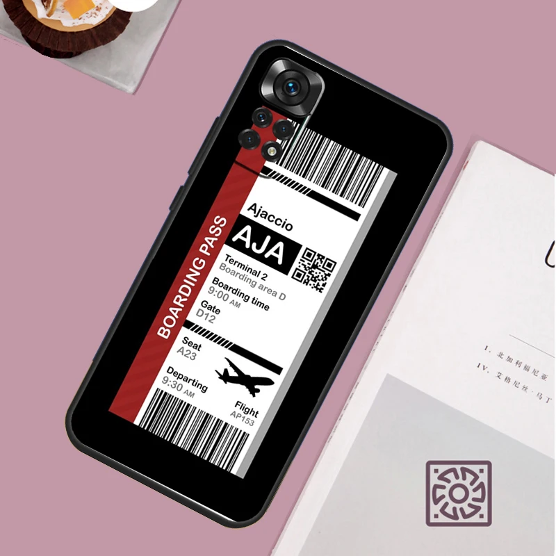 Boarding Pass Flight Ticket Case For Redmi Note 12 10 9 8 11 13 Pro 9S 10S 11S 12S Phone Cover For Redmi 12C 9C 10C 13C