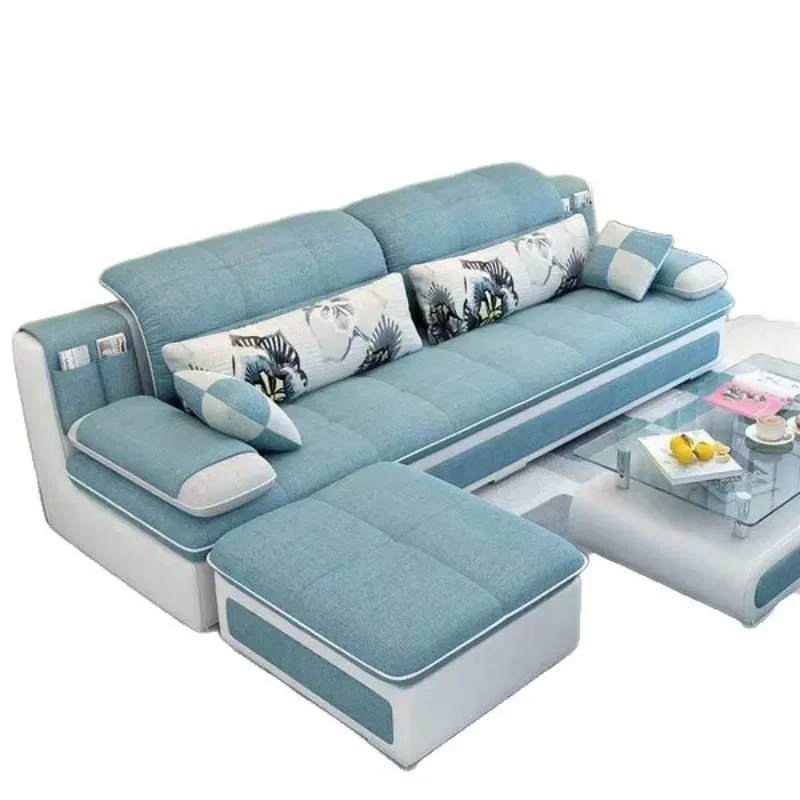 Modern 3 Seater Fabric Sofa with Latex Cushions Removable Cover Small Apartment Living Room Furniture Simple Design