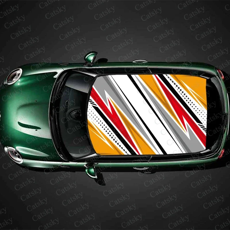 

Lightning Bolt Stripes Car Roof Sticker Wrap Racing SUV Accessories Packaging Painted PVC Custom Car Graphic Decal