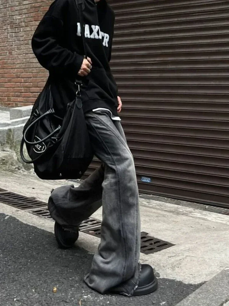 Jeans Men Baggy Leisure Trendy Cityboy Joggers Handsome Teenager American Style Commuting 90s Gradient Design Patchwork Mopping