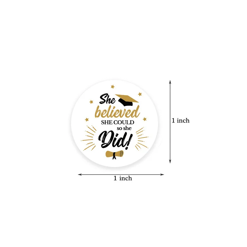 500Pieces Graduation Stickers Class White Gold Foil Sticker 1 Inch Round Envelope Seal Label Self-Adhesive For College Grad Part