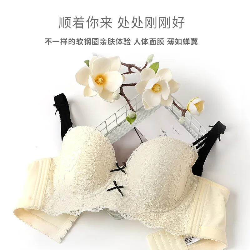 Large Size Lingerie for Women Soft Underwire Bra Comfortable Thin Push Up Bra Three Quarters(3/4 Cup) Everyday