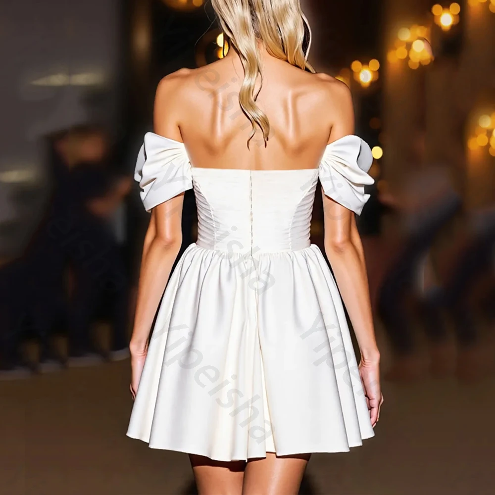 Vestidos de fiesta plisados de manga corta con hombros descubiertos personalizados, vestido Sexy sin espalda para celebridades, vestido de fiesta de noche exquisito de alta calidad